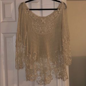 Free People Lace long sleeve top